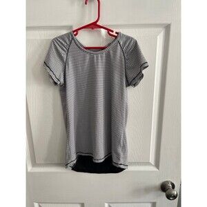 Champion C9 Size M (7-8) Athletic  Short Sleeve High Low Black/White Top